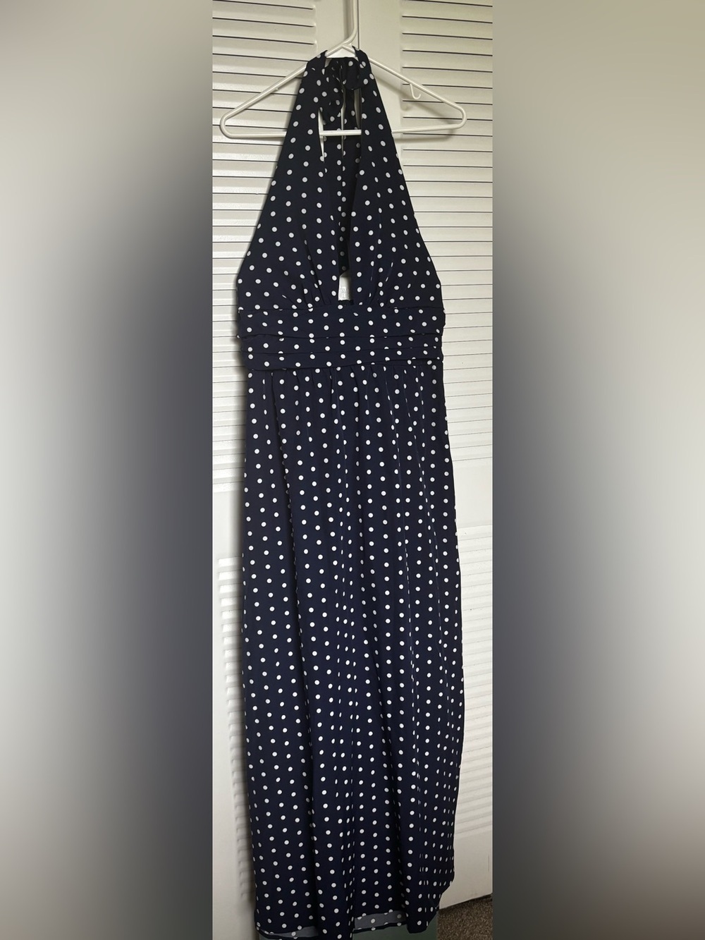 Blue Polka Dot maxi halter dress Classic A-Line